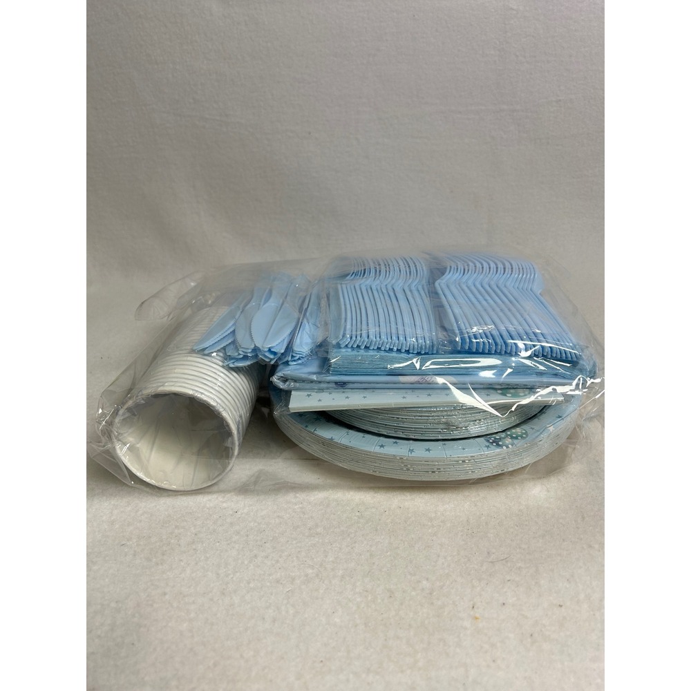 Baby Shower Ideakuku Boy Blue It's a Boy Party Supplies Set Plates Cups Cutlery - Picture 3 of 8